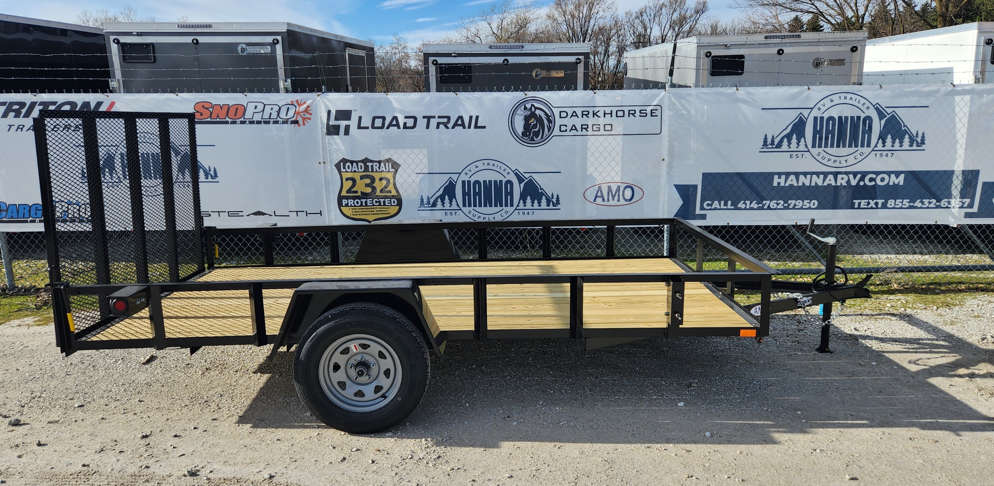 AMO 76X 12 Steel Utility Trailer with Ramp Gate and 12" High Side Rails